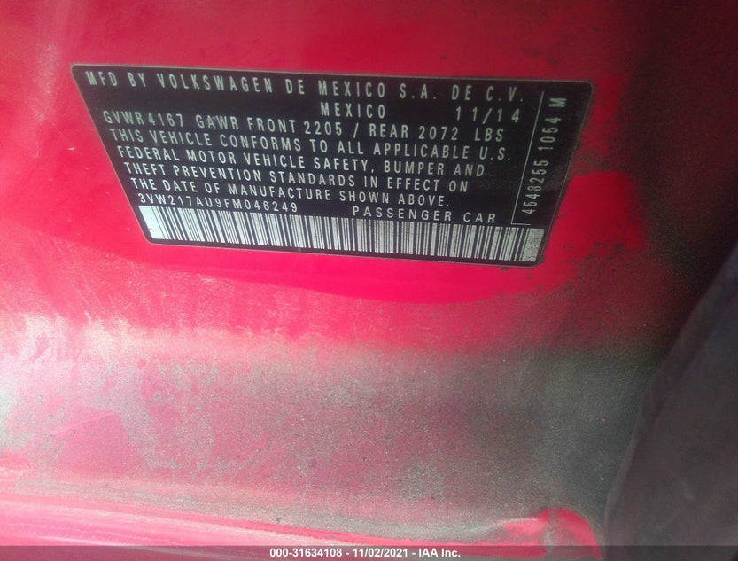 3VW217AU9FM046249