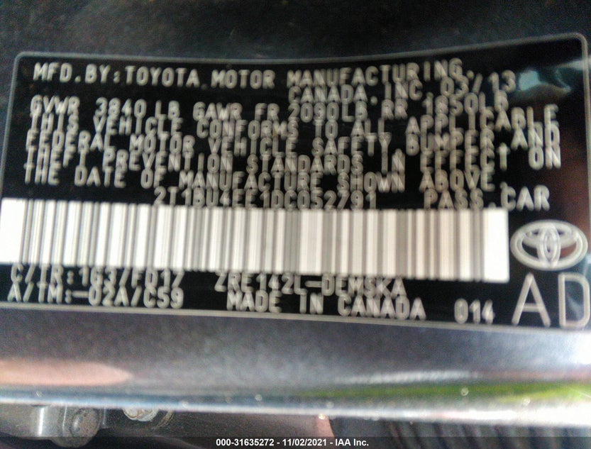 2T1BU4EE1DC052791