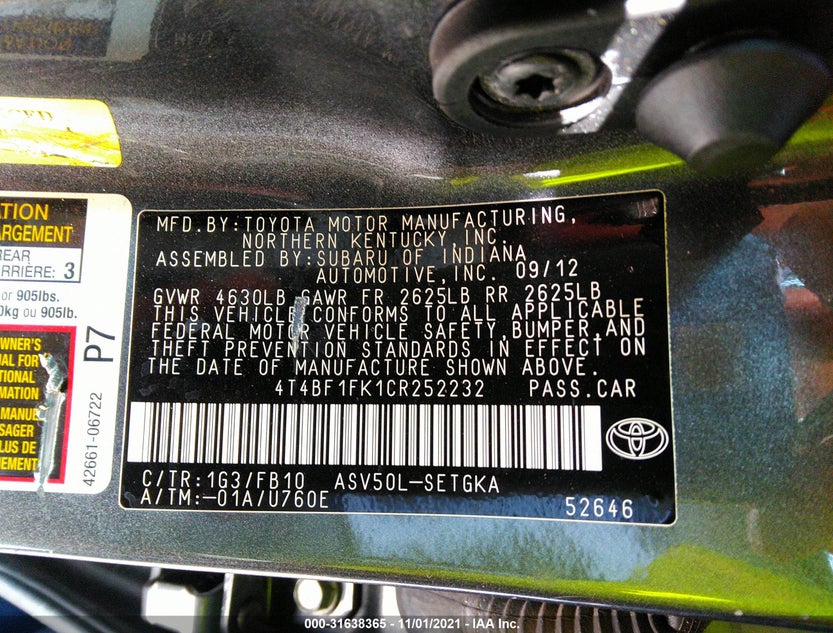 4T4BF1FK1CR252232