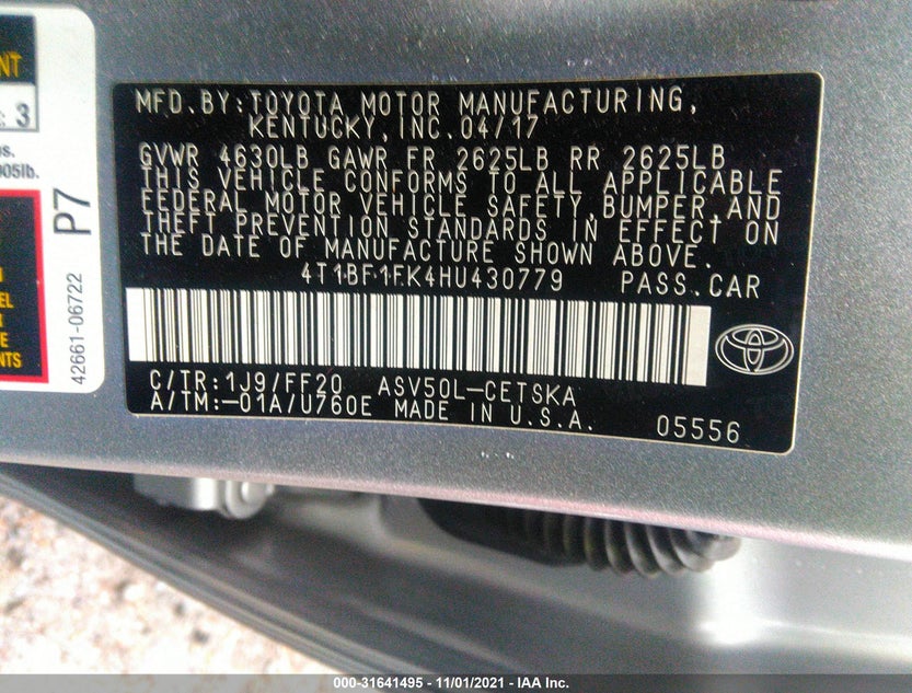 4T1BF1FK4HU430779