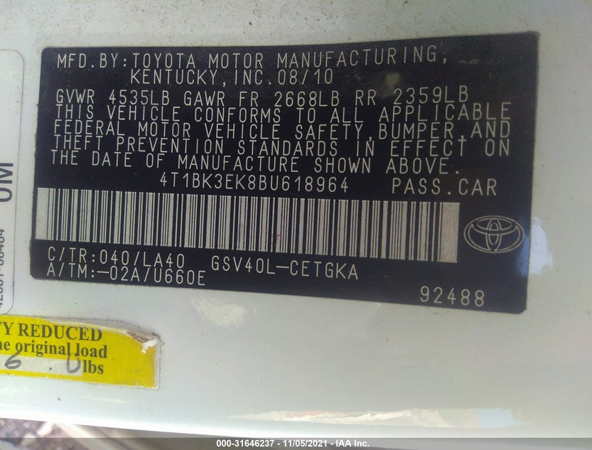 4T1BK3EK8BU618964