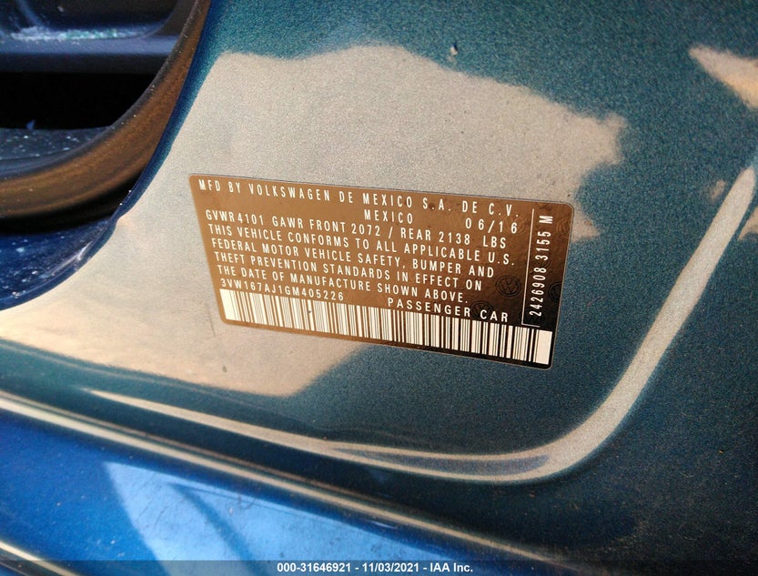 3VW167AJ1GM405226