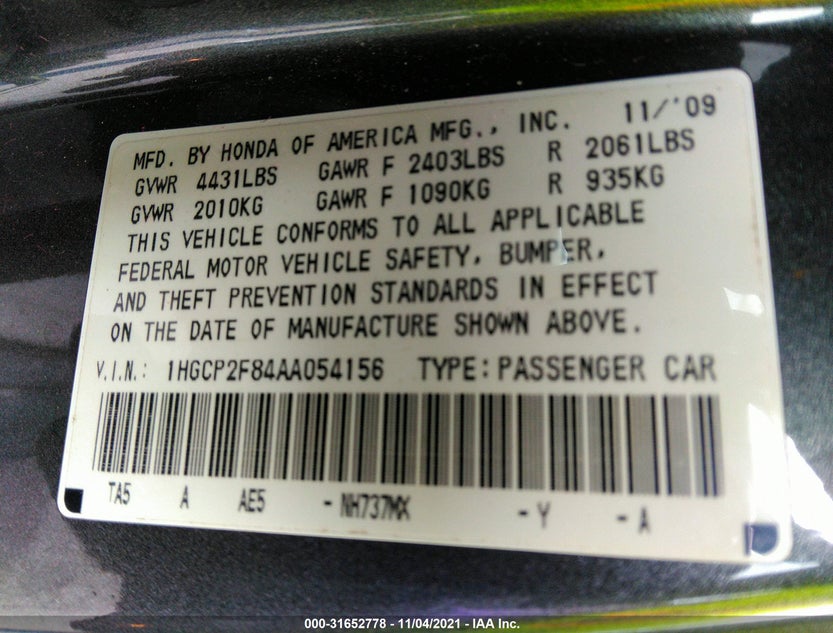 1HGCP2F84AA054156