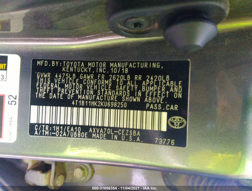 4T1B11HK2KU698250
