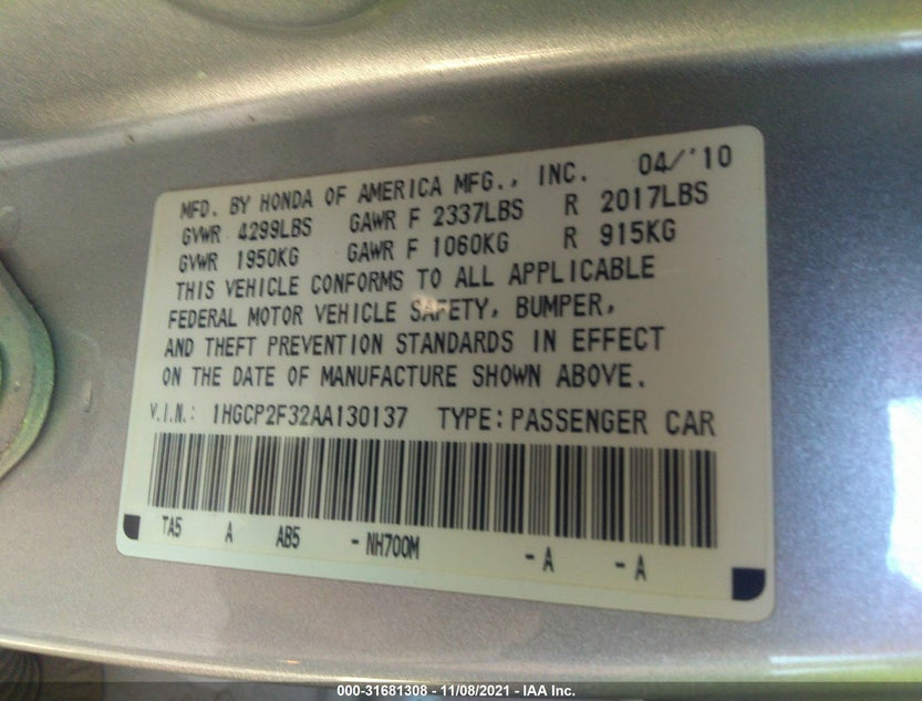 1HGCP2F32AA130137