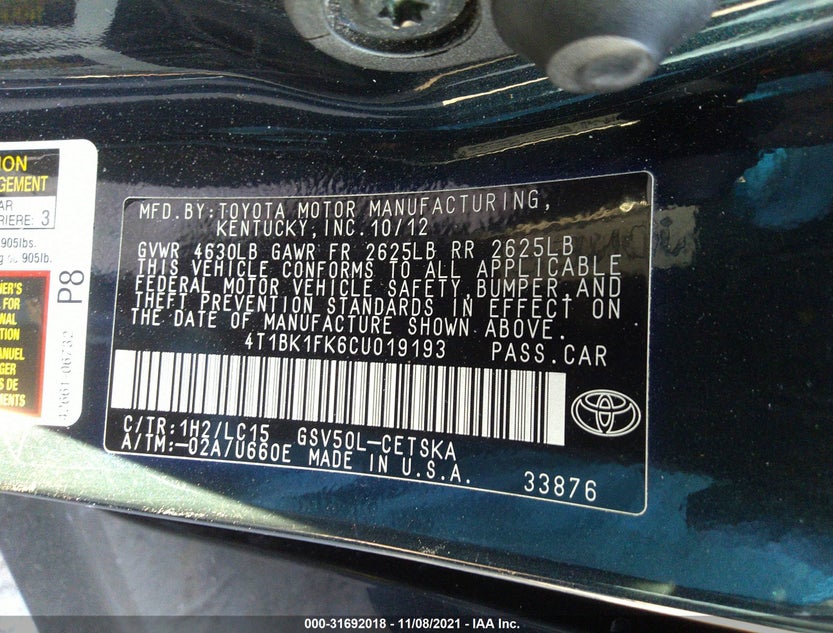 4T1BK1FK6CU019193