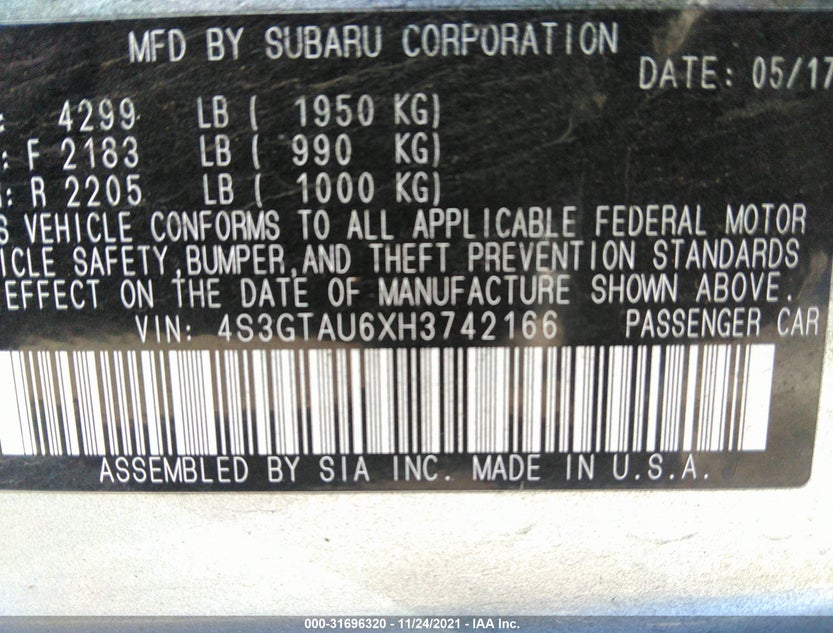 4S3GTAU6XH3742166