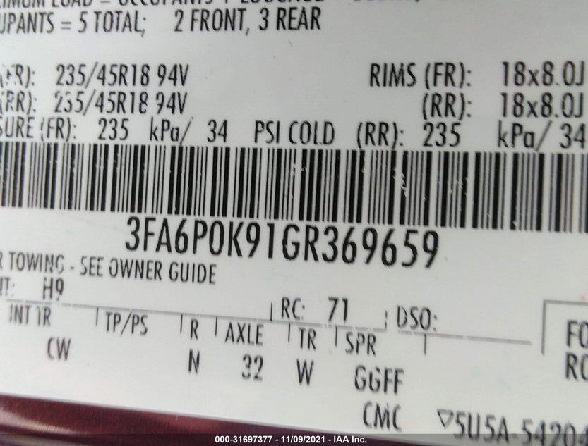 3FA6P0K91GR369659