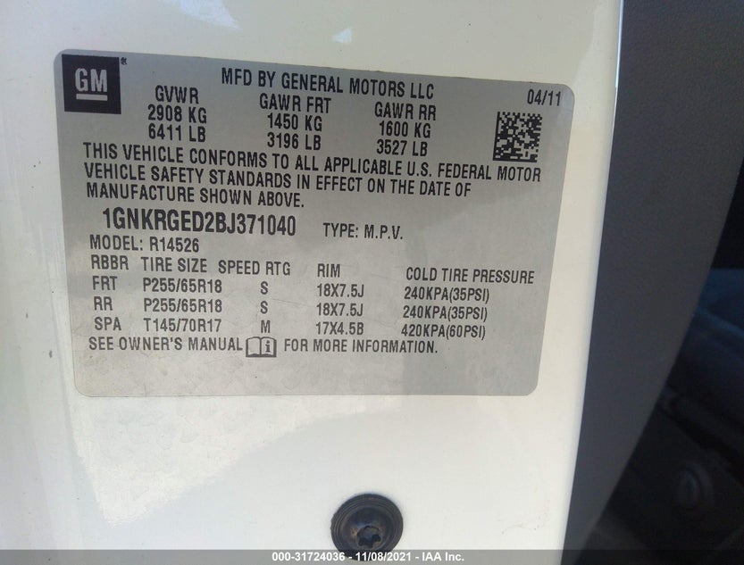1GNKRGED2BJ371040