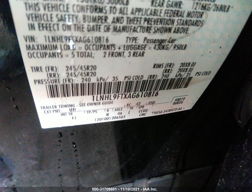 1LNHL9FTXAG610816