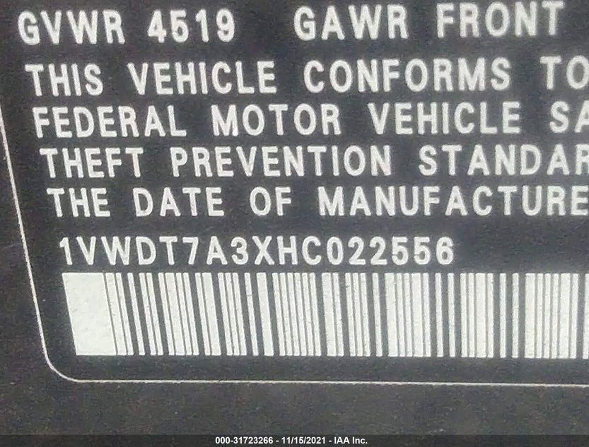1VWDT7A3XHC022556