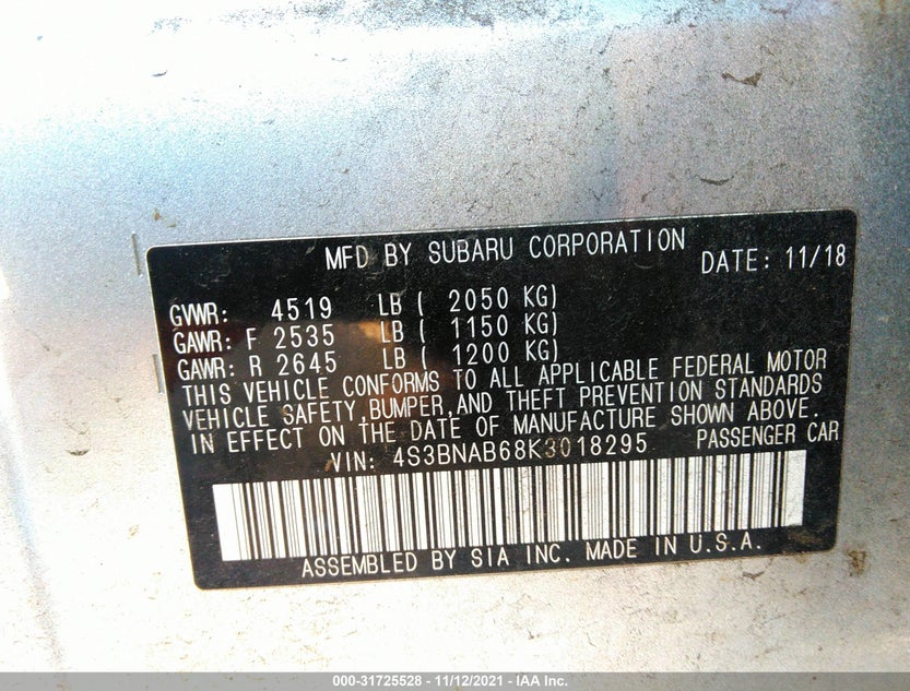 4S3BNAB68K3018295