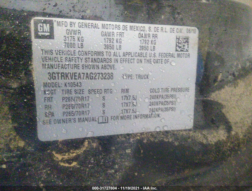 3GTRKVEA7AG273238