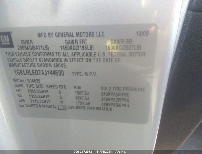 1GKLRLED7AJ144600