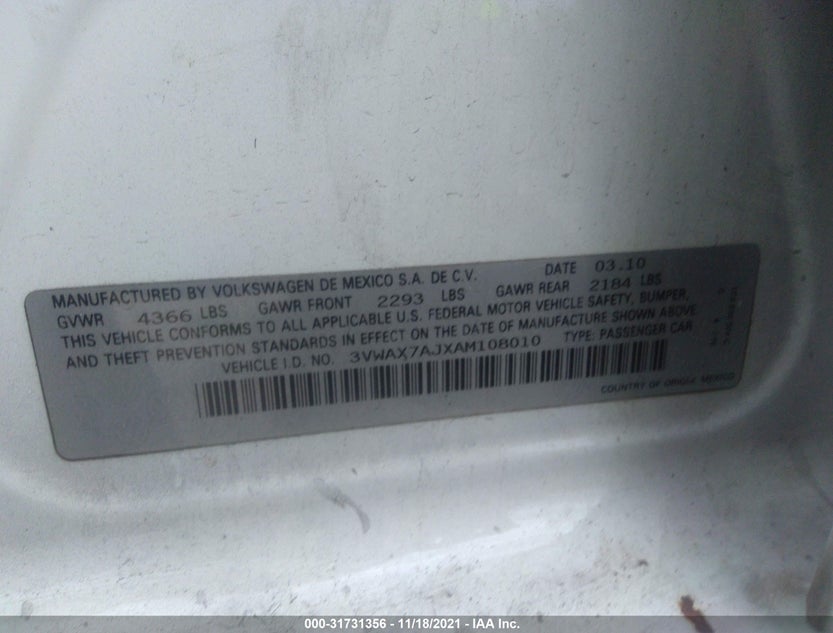 3VWAX7AJXAM108010