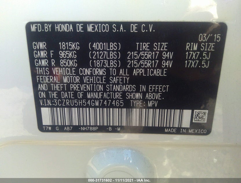 3CZRU5H54GM747465