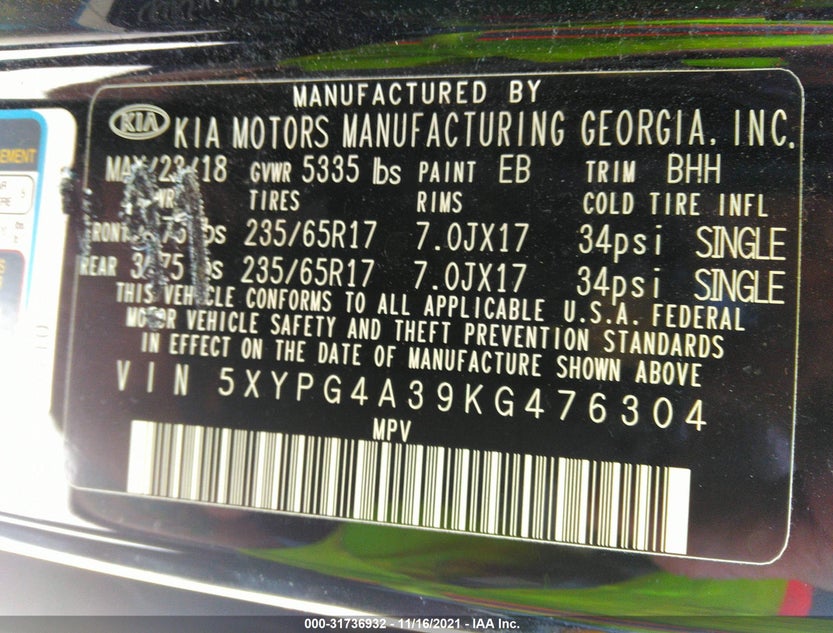 5XYPG4A39KG476304