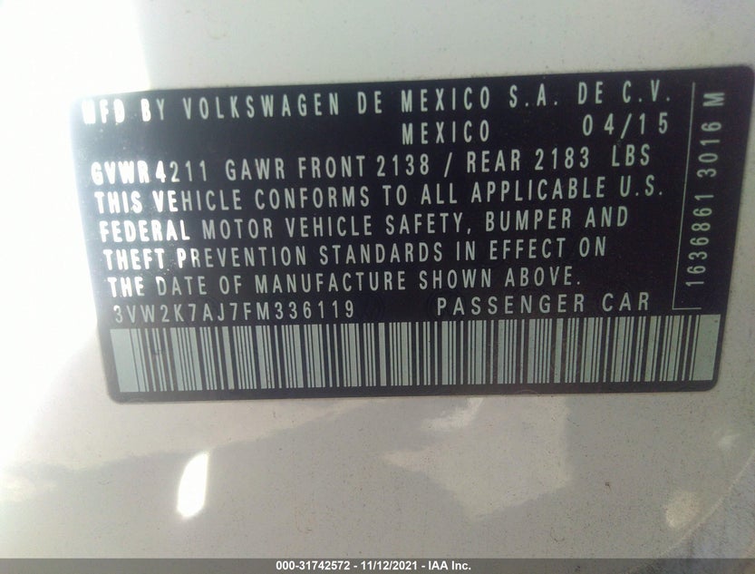 3VW2K7AJ7FM336119