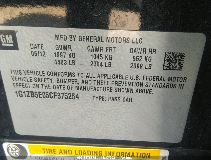 1G1ZB5E05CF375254