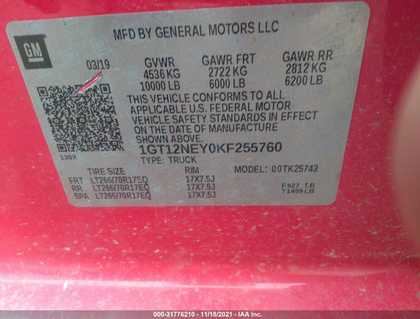 1GT12NEY0KF255760