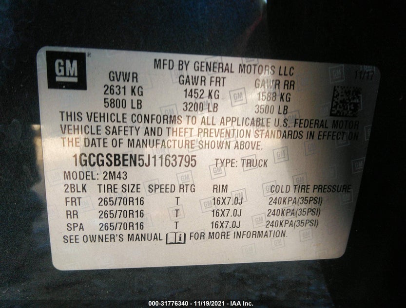 1GCGSBEN5J1163795