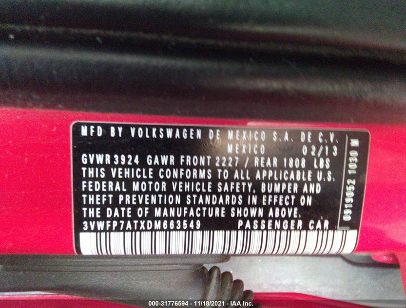 3VWFP7ATXDM663549