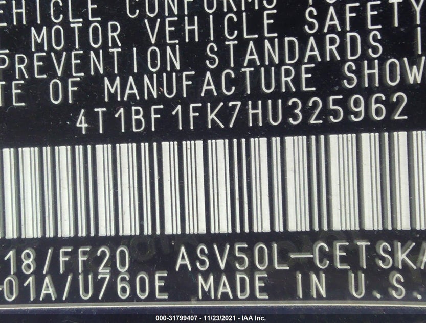 4T1BF1FK7HU325962