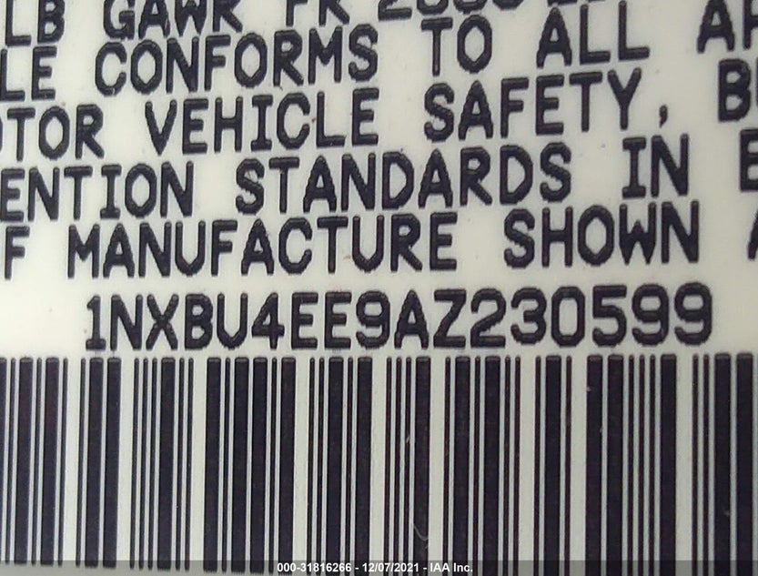 1NXBU4EE9AZ230599
