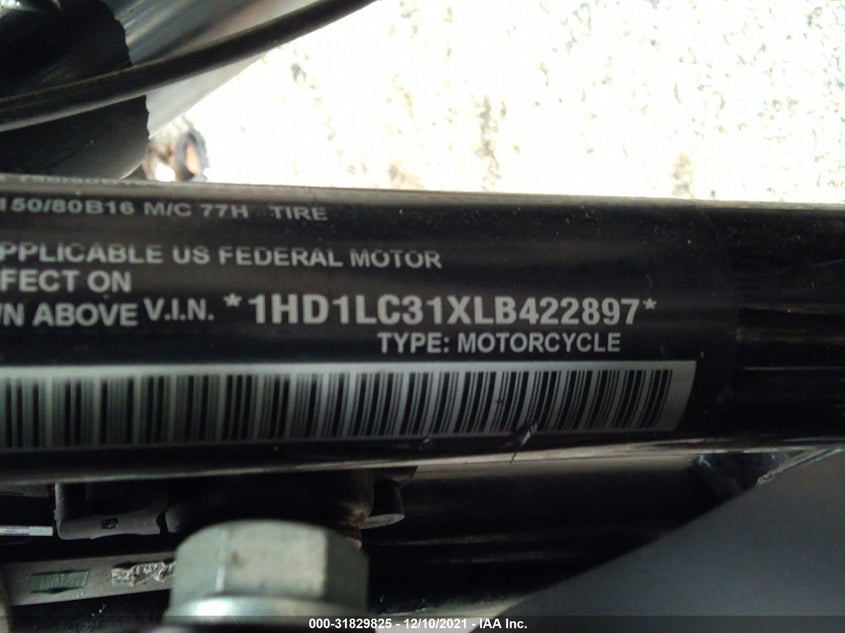2020 Harley-Davidson Xl1200 X VIN: 1HD1LC31XLB422897 Lot: 31829825
