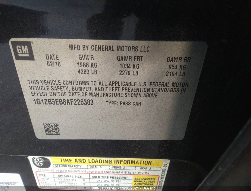 1G1ZB5EB8AF226383