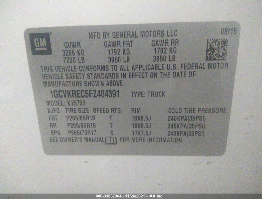 1GCVKREC5FZ404391