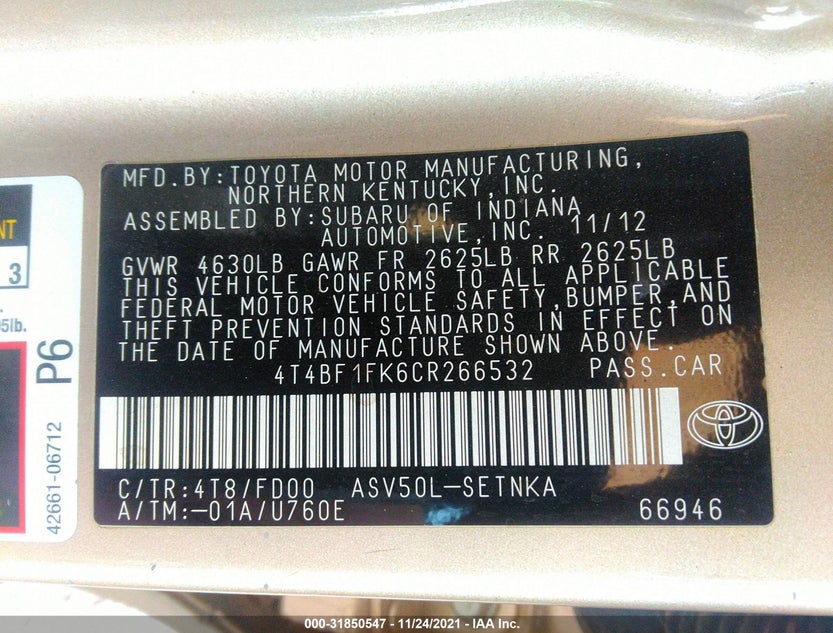 4T4BF1FK6CR266532