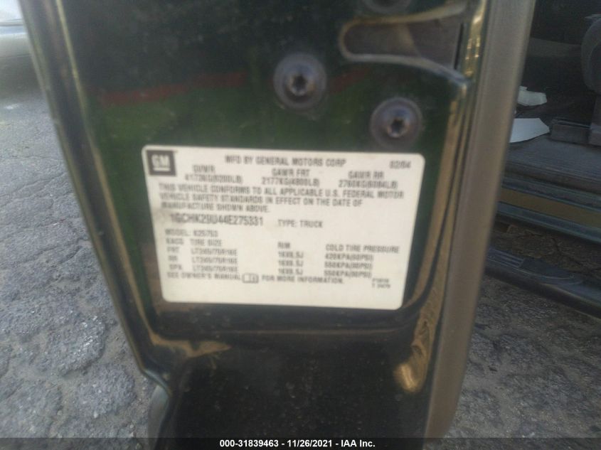 2004 Chevrolet Silverado 2500Hd Ls VIN: 1GCHK29U44E275331 Lot: 31839463