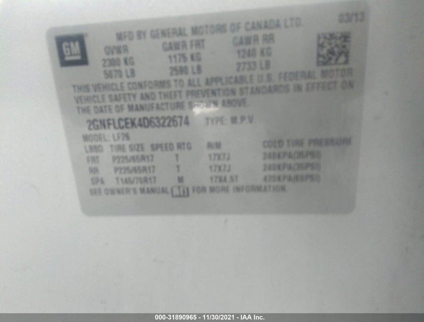 2GNFLCEK4D6322674
