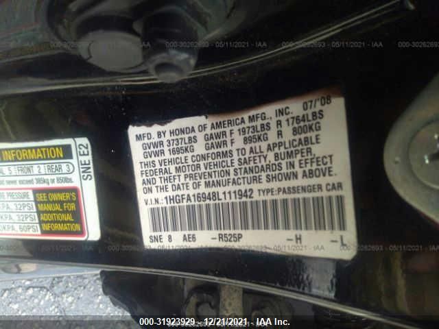 1HGFA16948L111942 2008 Honda Civic Ex-L