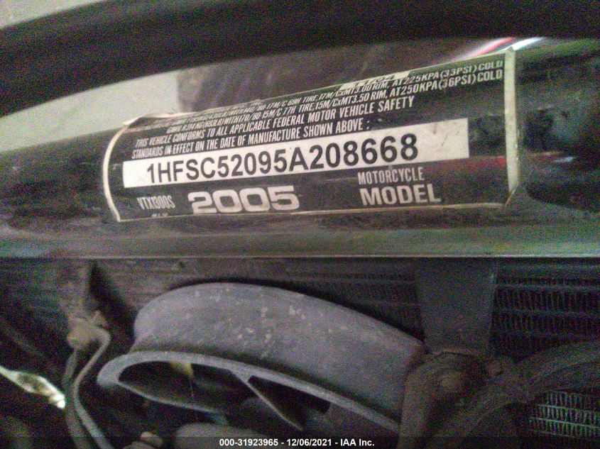 2005 Honda Vt1300 S VIN: 1HFSC52095A208668 Lot: 31923965