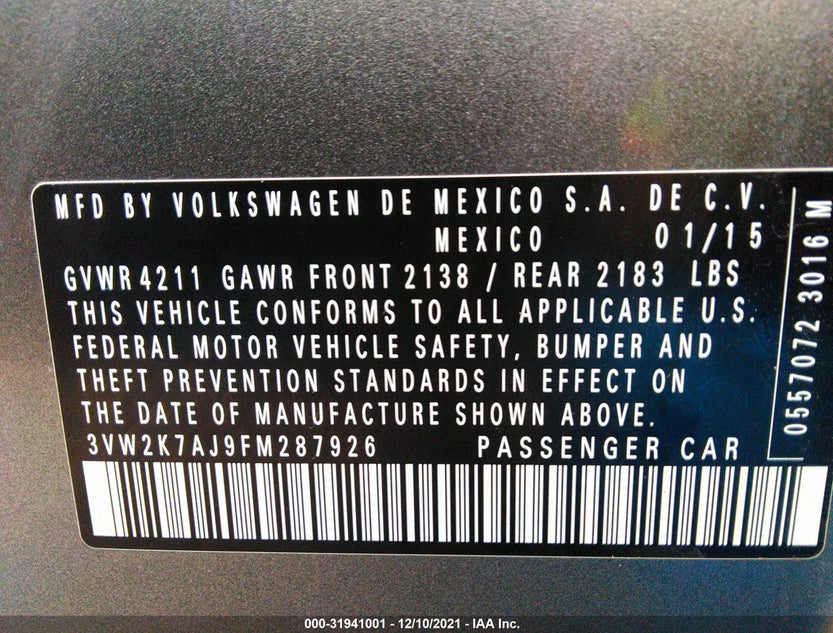 3VW2K7AJ9FM287926