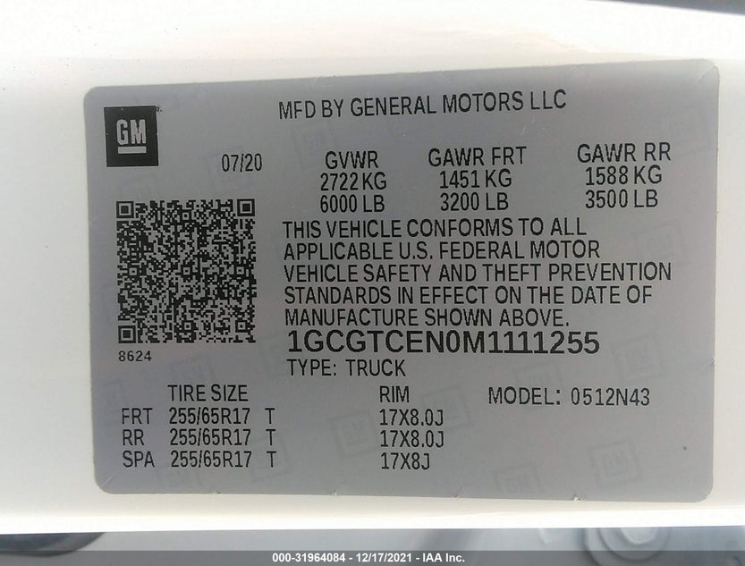 1GCGTCEN0M1111255