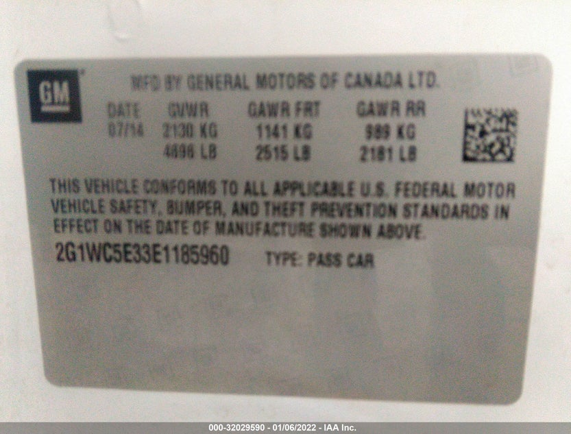 2G1WC5E33E1185960