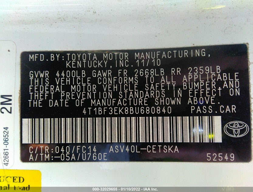 4T1BF3EK8BU680840