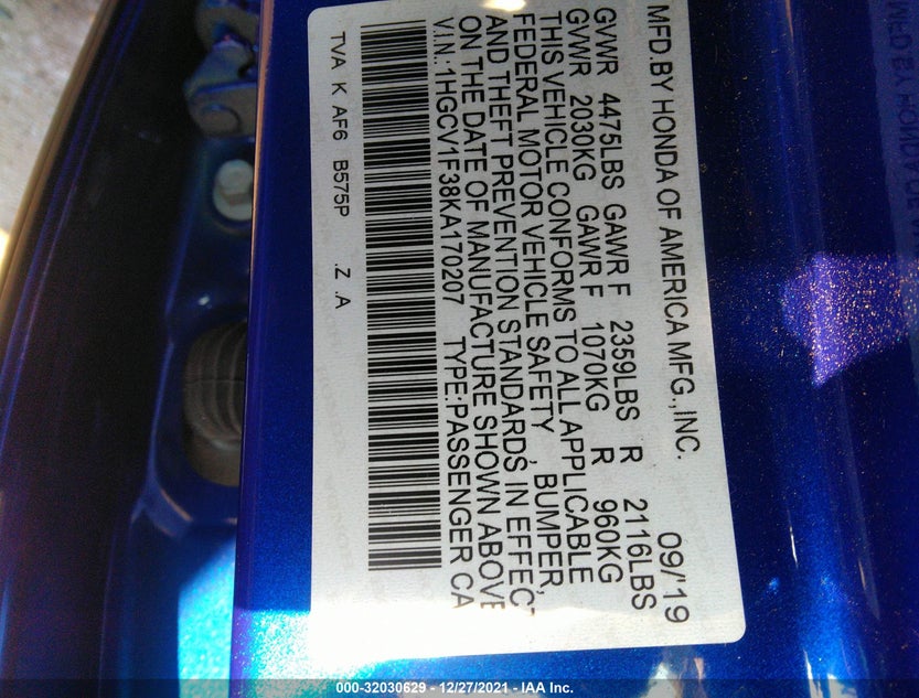 1HGCV1F38KA170207