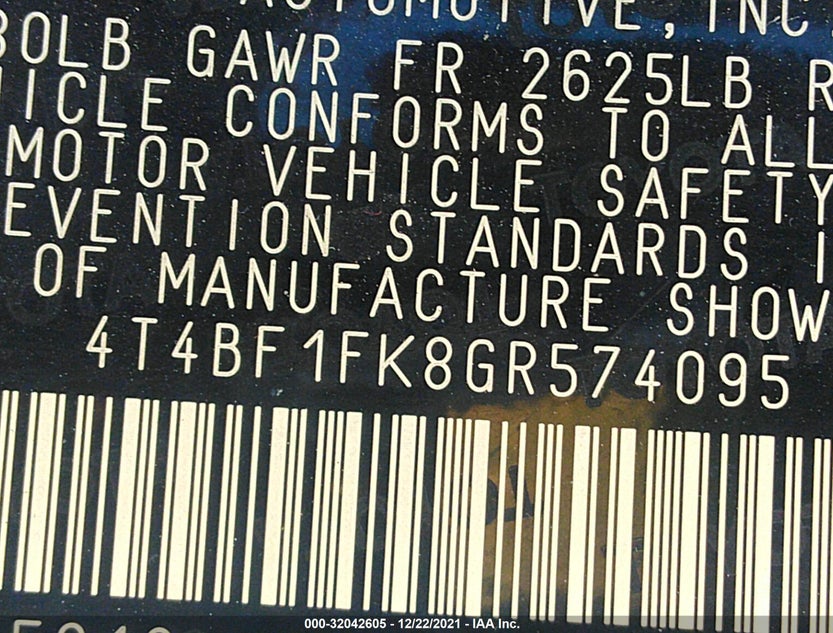 4T4BF1FK8GR574095