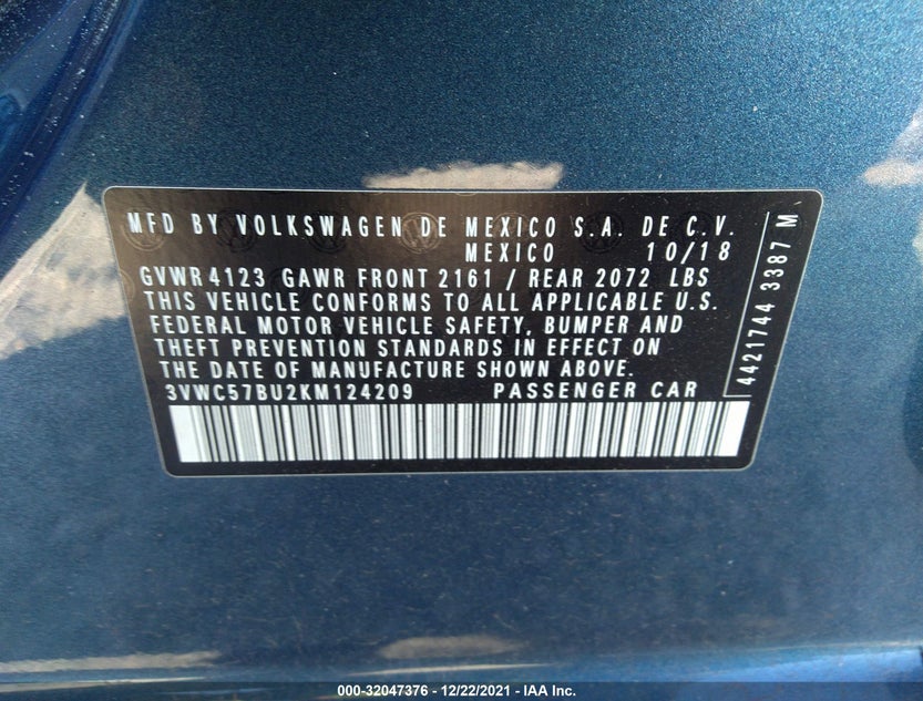 3VWC57BU2KM124209