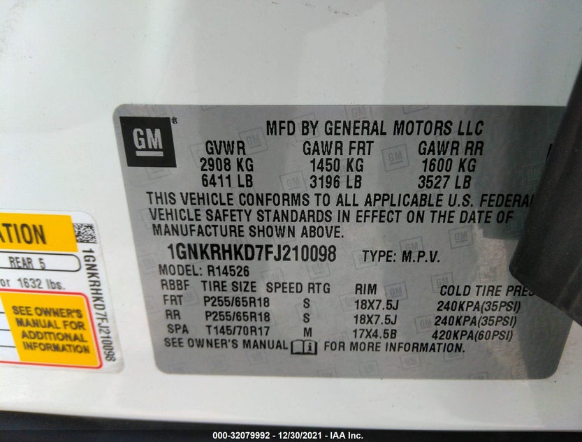 1GNKRHKD7FJ210098