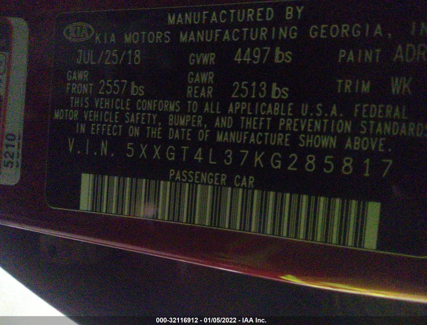 5XXGT4L37KG285817