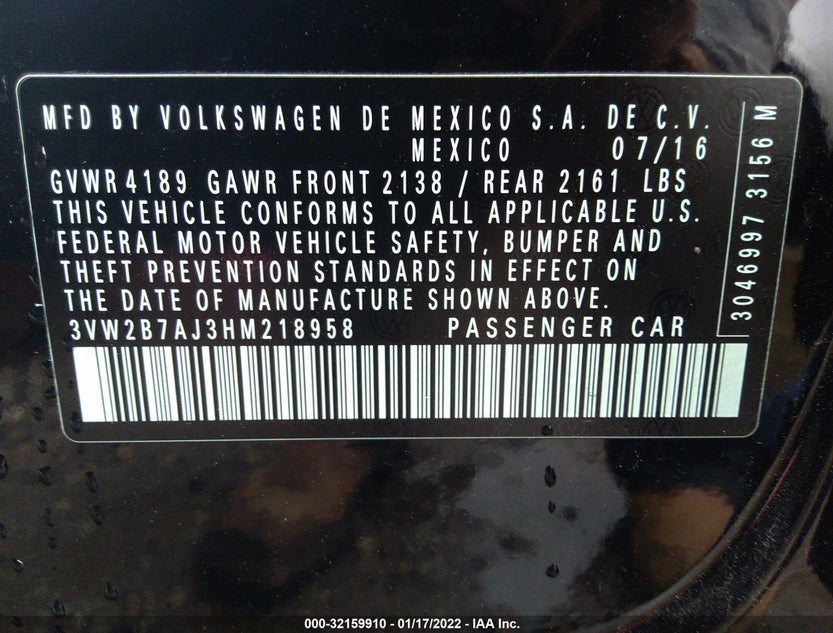 3VW2B7AJ3HM218958