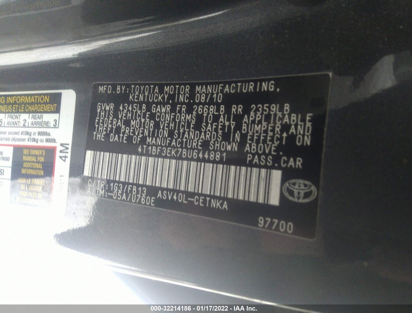 4T1BF3EK7BU644881