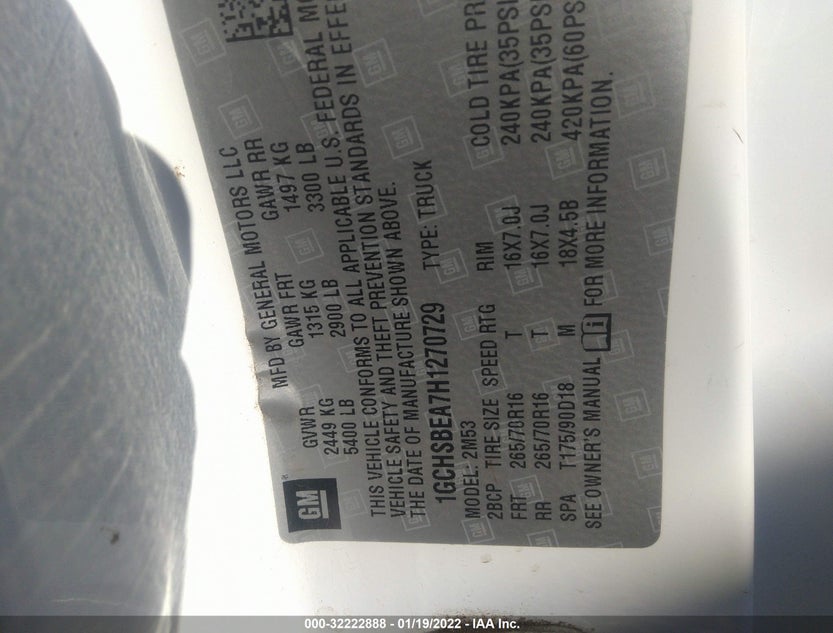 1GCHSBEA7H1270729