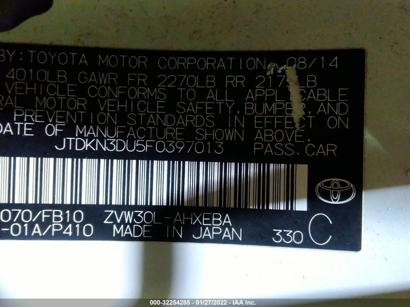 JTDKN3DU5F0397013 2015 Toyota Prius Four