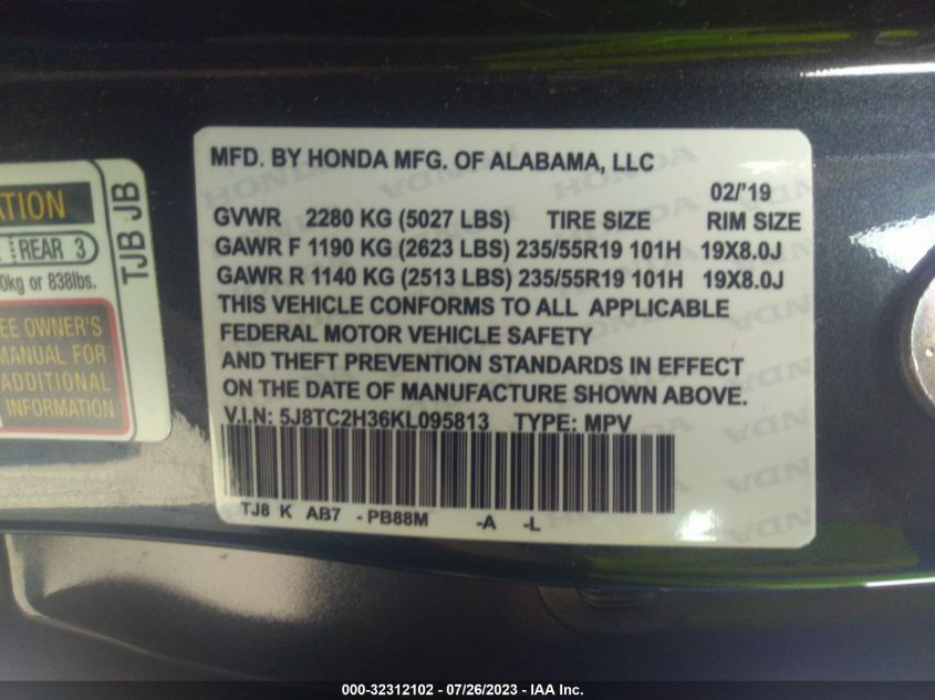 5J8TC2H36KL035899 2019 Acura Rdx Standard